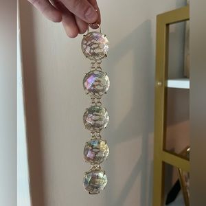 Kendra Scott Gold and Clear/Iridescent Stone Chunky Chain Bracelet